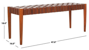 Amalia Leather Weave Bench Design: BCH1001A - New Orleans Habitat for Humanity ReStore Elysian Fields