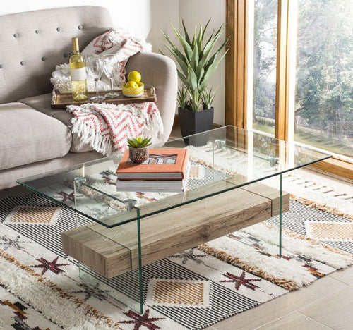 Kayley Rectangular Modern Glass Coffee Table Design: COF7004A - New Orleans Habitat for Humanity ReStore Elysian Fields