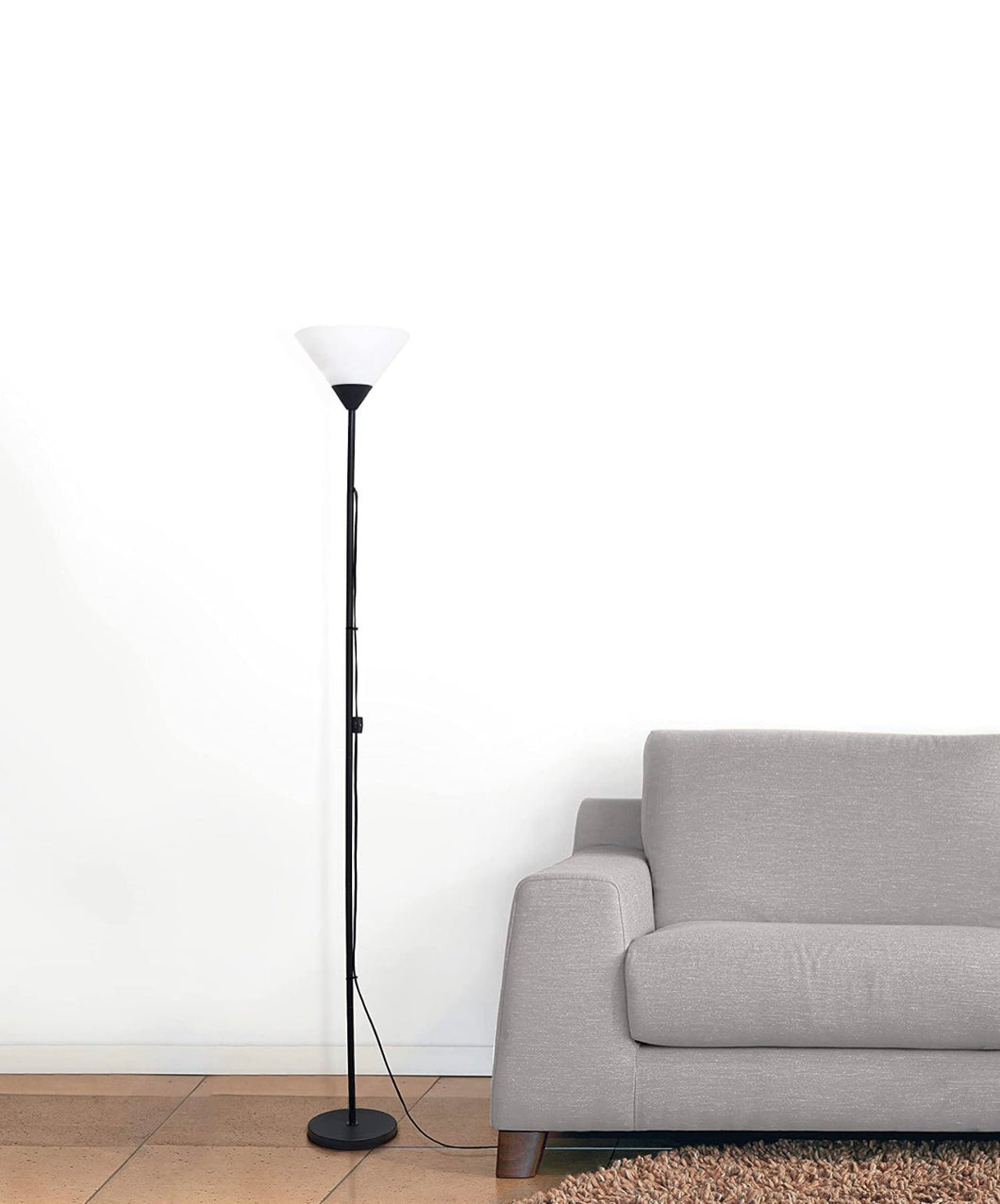Simple Designs 1 Light Stick Torchiere Floor Lamp, Black - New Orleans Habitat for Humanity ReStore Elysian Fields