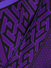 Load image into Gallery viewer, Versace La Greca Print Silk Scarf - Purple - New Orleans Habitat for Humanity ReStore Elysian Fields
